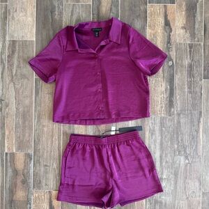 Purple Satin Women's Lounge Set